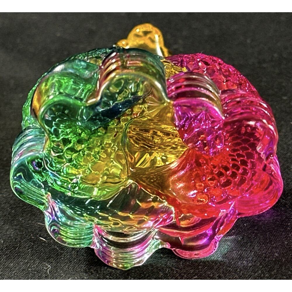 Crystal Cobra Snake Figurine Multicolor Pink Green Amber 3” Art Glass Paperweigh - Picture 8 of 8
